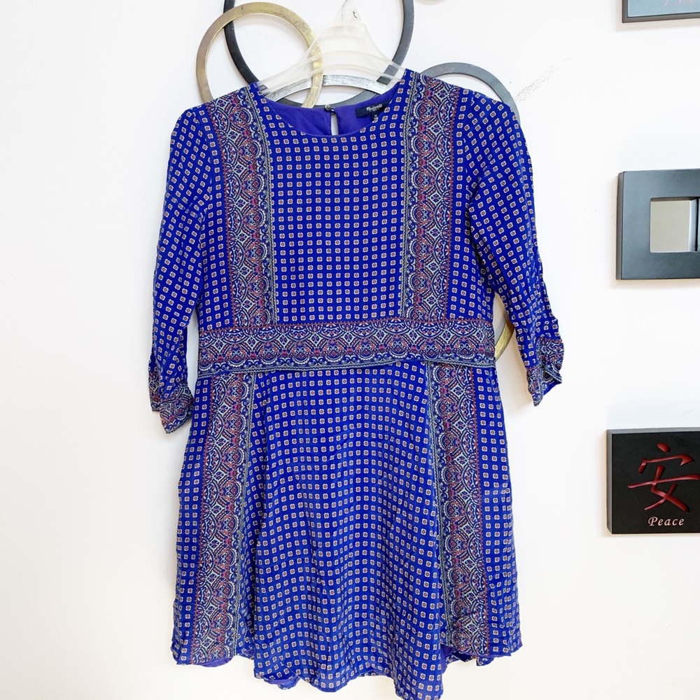 Madewell Silk Tee Dress in Ascot Grid - Picture 3 of 6